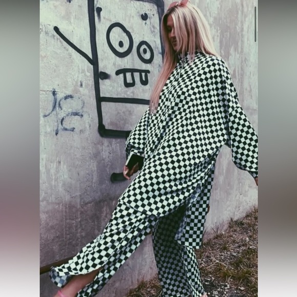 Dressed in LALA Pants - LALA checkerboard silk set.